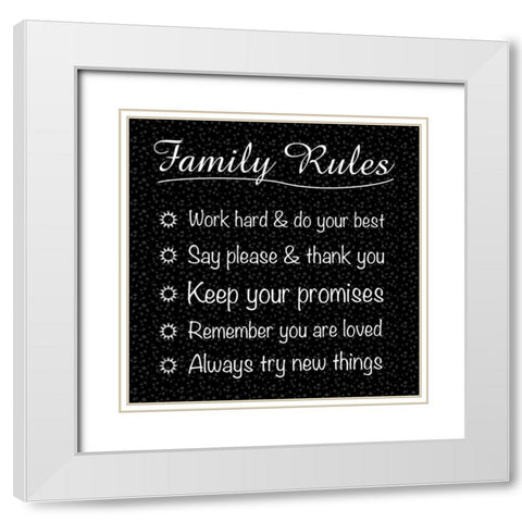 Family Rules White Modern Wood Framed Art Print with Double Matting by Gibbons, Lauren