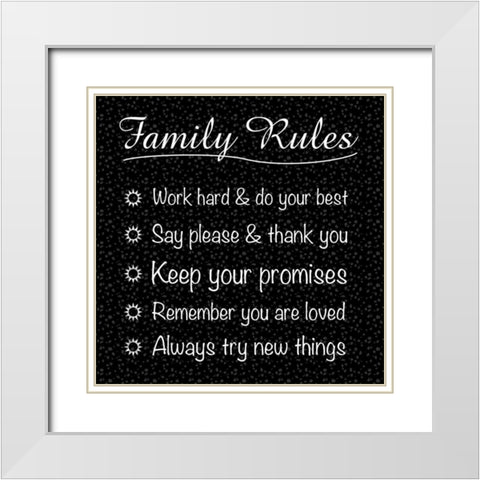 Family Rules White Modern Wood Framed Art Print with Double Matting by Gibbons, Lauren