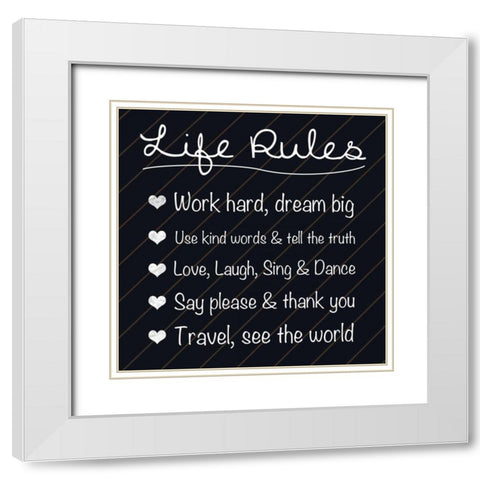 Life Rules White Modern Wood Framed Art Print with Double Matting by Gibbons, Lauren