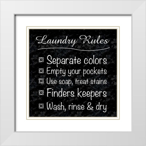 Laundry Rules White Modern Wood Framed Art Print with Double Matting by Gibbons, Lauren