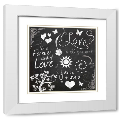 Love Chalk White Modern Wood Framed Art Print with Double Matting by Gibbons, Lauren