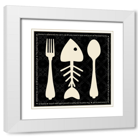 Cat Dine White Modern Wood Framed Art Print with Double Matting by Gibbons, Lauren