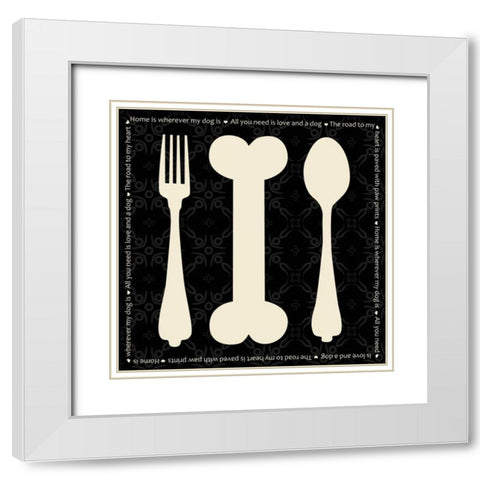 Dog Dine White Modern Wood Framed Art Print with Double Matting by Gibbons, Lauren