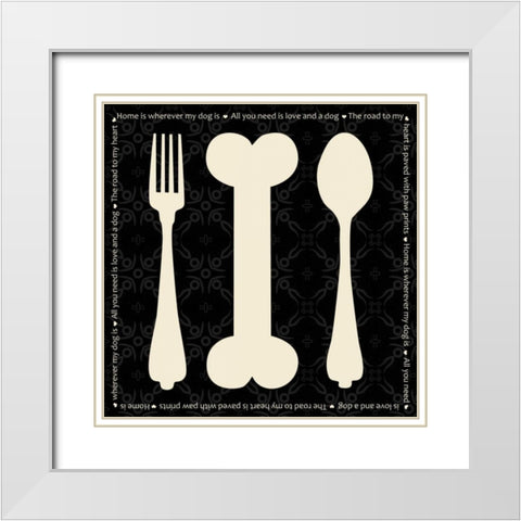 Dog Dine White Modern Wood Framed Art Print with Double Matting by Gibbons, Lauren