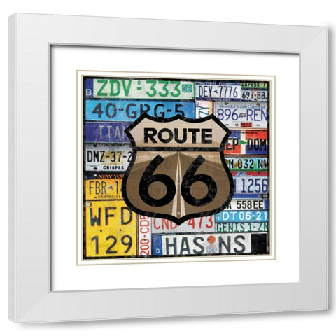 Route 66 Plates White Modern Wood Framed Art Print with Double Matting by Gibbons, Lauren