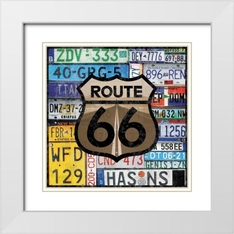 Route 66 Plates White Modern Wood Framed Art Print with Double Matting by Gibbons, Lauren