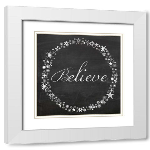 Believe Stars White Modern Wood Framed Art Print with Double Matting by Gibbons, Lauren