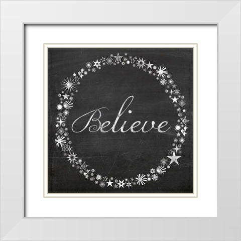 Believe Stars White Modern Wood Framed Art Print with Double Matting by Gibbons, Lauren