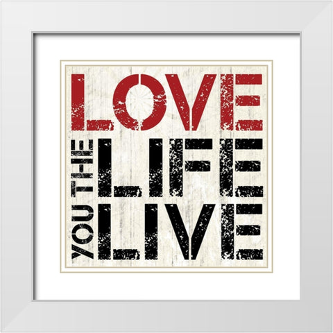 Love Live White Modern Wood Framed Art Print with Double Matting by Gibbons, Lauren