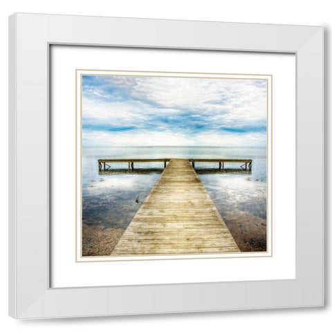 Staring Down the Pier White Modern Wood Framed Art Print with Double Matting by Head, Danny