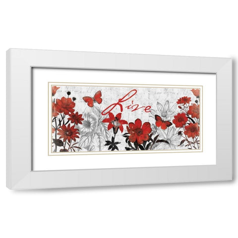 Floral Live red White Modern Wood Framed Art Print with Double Matting by Grey, Jace