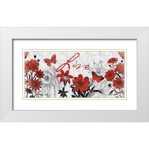 Floral Live red White Modern Wood Framed Art Print with Double Matting by Grey, Jace