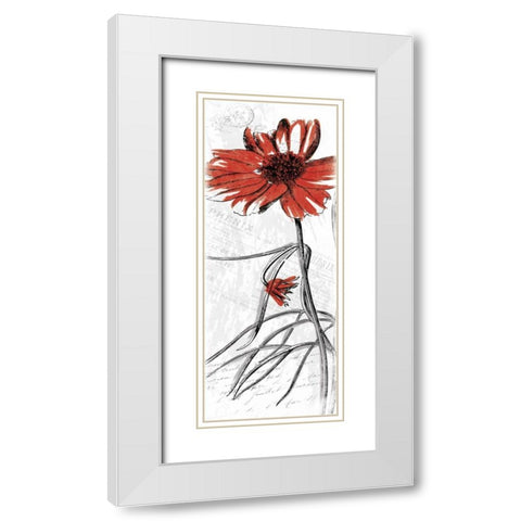 Red Flower White Modern Wood Framed Art Print with Double Matting by Grey, Jace