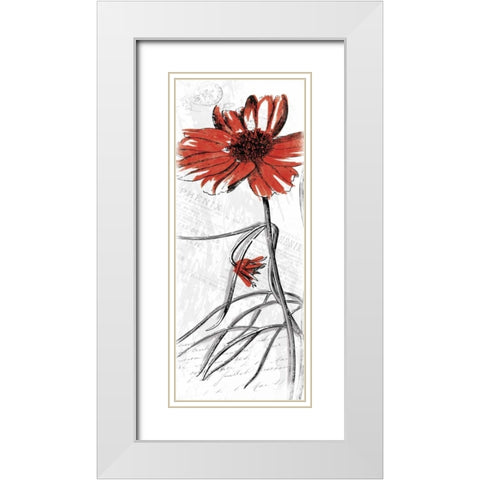 Red Flower White Modern Wood Framed Art Print with Double Matting by Grey, Jace