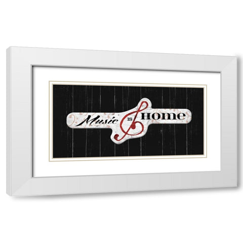Music is home White Modern Wood Framed Art Print with Double Matting by Grey, Jace