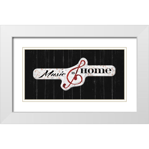 Music is home White Modern Wood Framed Art Print with Double Matting by Grey, Jace