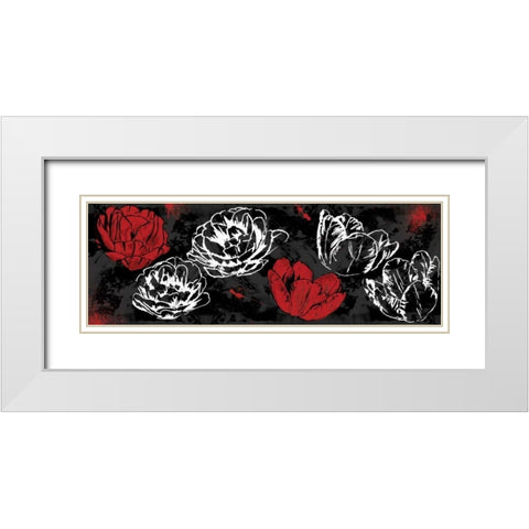 Floral sketch black White Modern Wood Framed Art Print with Double Matting by Grey, Jace