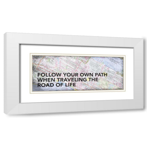 Map Minspirational 2 White Modern Wood Framed Art Print with Double Matting by Grey, Jace