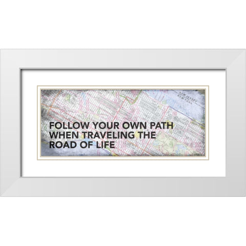 Map Minspirational 2 White Modern Wood Framed Art Print with Double Matting by Grey, Jace