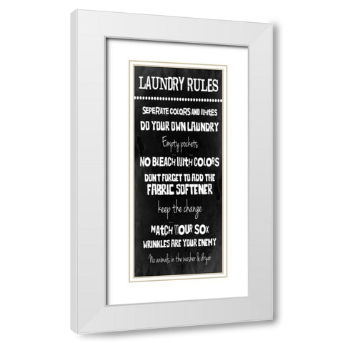 Laundry Rules White Modern Wood Framed Art Print with Double Matting by Grey, Jace