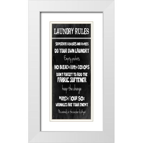 Laundry Rules White Modern Wood Framed Art Print with Double Matting by Grey, Jace