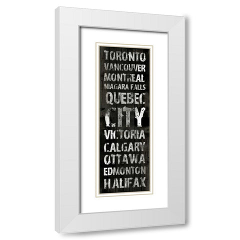 Canada Grunge Type White Modern Wood Framed Art Print with Double Matting by Grey, Jace