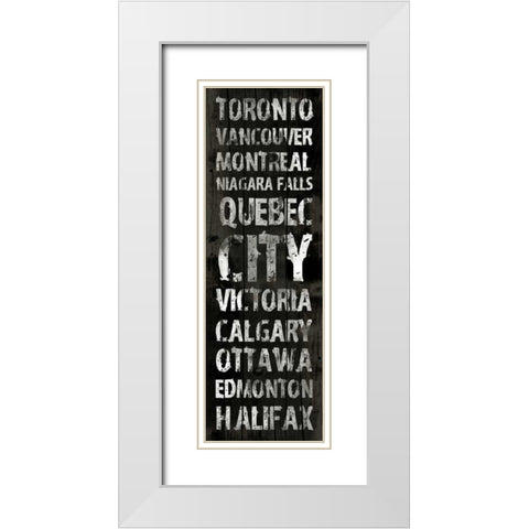 Canada Grunge Type White Modern Wood Framed Art Print with Double Matting by Grey, Jace