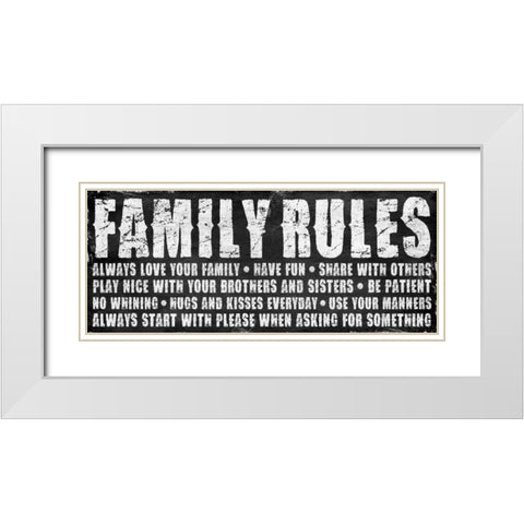 Family rules White Modern Wood Framed Art Print with Double Matting by Grey, Jace