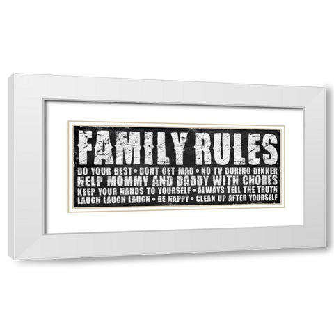 Family Rules Mate White Modern Wood Framed Art Print with Double Matting by Grey, Jace