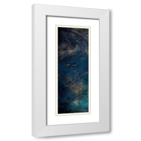 Golden Blue Marble White Modern Wood Framed Art Print with Double Matting by Grey, Jace