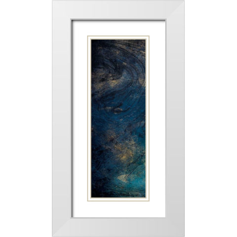 Golden Blue Marble White Modern Wood Framed Art Print with Double Matting by Grey, Jace
