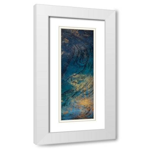 Golden Blue Marble Mate White Modern Wood Framed Art Print with Double Matting by Grey, Jace