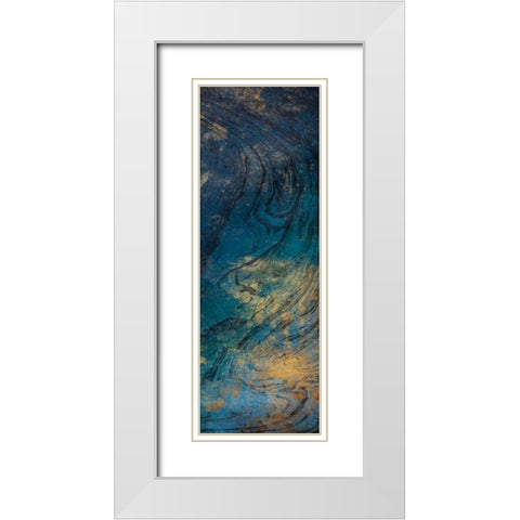 Golden Blue Marble Mate White Modern Wood Framed Art Print with Double Matting by Grey, Jace