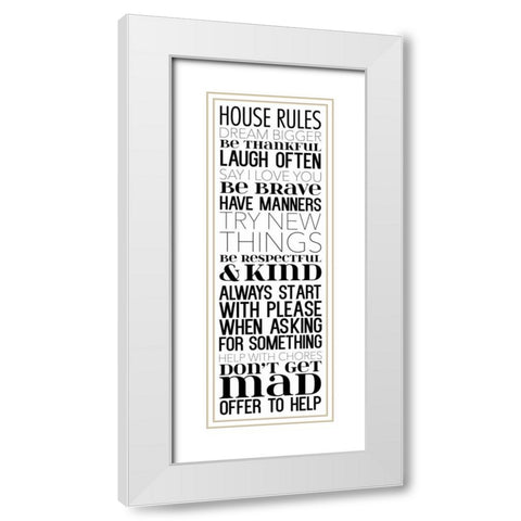House Rules Dream BW White Modern Wood Framed Art Print with Double Matting by Grey, Jace