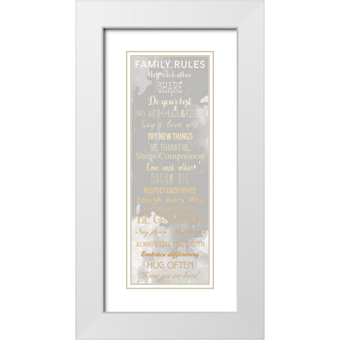 Family Rules Smoke White Modern Wood Framed Art Print with Double Matting by Grey, Jace