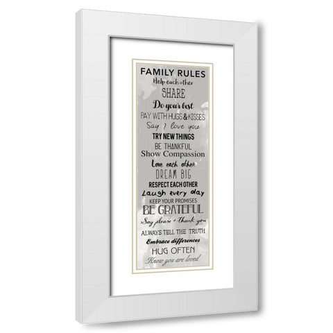 Family Rules Black White Modern Wood Framed Art Print with Double Matting by Grey, Jace
