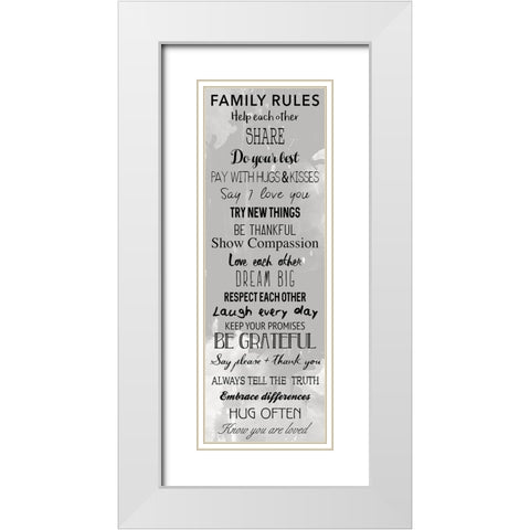 Family Rules Black White Modern Wood Framed Art Print with Double Matting by Grey, Jace