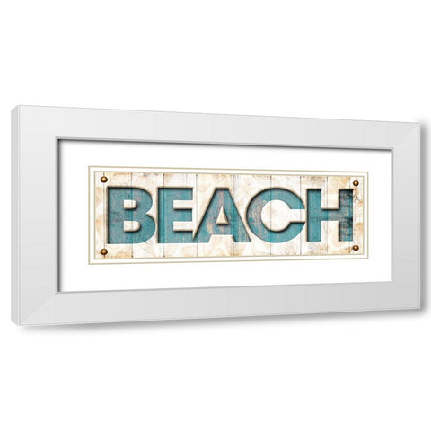 Beach Sign White Modern Wood Framed Art Print with Double Matting by Grey, Jace