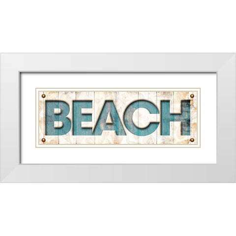 Beach Sign White Modern Wood Framed Art Print with Double Matting by Grey, Jace