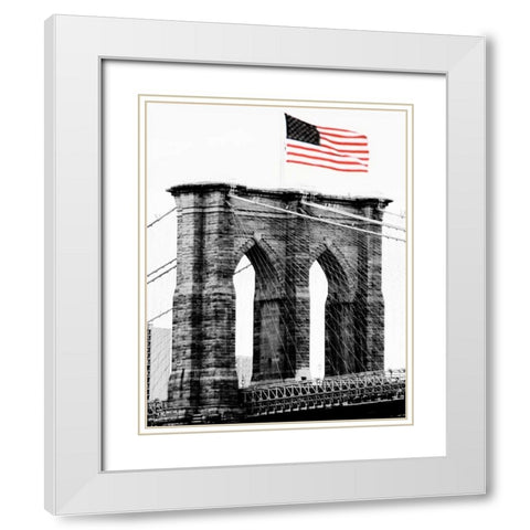 Brooklyn Bridge I White Modern Wood Framed Art Print with Double Matting by Grey, Jace