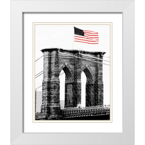 Brooklyn Bridge I White Modern Wood Framed Art Print with Double Matting by Grey, Jace