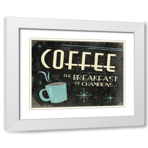 Retro Coffee B White Modern Wood Framed Art Print with Double Matting by Grey, Jace