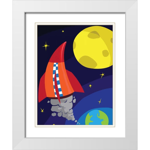 Rocket A White Modern Wood Framed Art Print with Double Matting by Grey, Jace