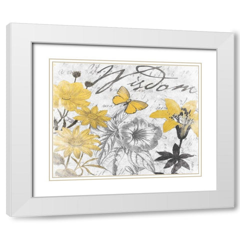 Wisdom Floral B White Modern Wood Framed Art Print with Double Matting by Grey, Jace