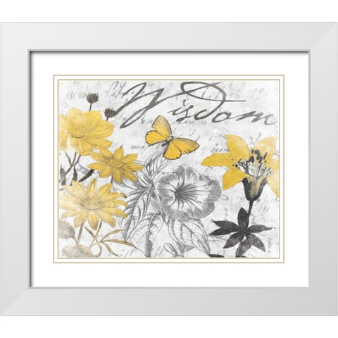 Wisdom Floral B White Modern Wood Framed Art Print with Double Matting by Grey, Jace