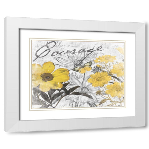 Courage Floral D White Modern Wood Framed Art Print with Double Matting by Grey, Jace