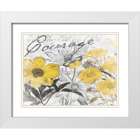 Courage Floral D White Modern Wood Framed Art Print with Double Matting by Grey, Jace