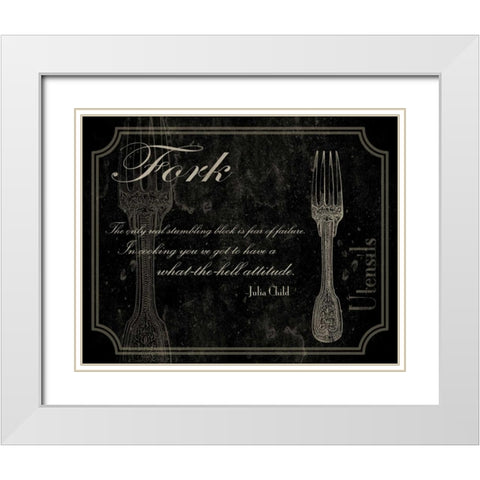 Fork Quote 2 White Modern Wood Framed Art Print with Double Matting by Grey, Jace