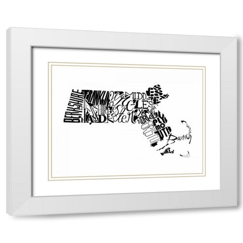Massachusetts White Modern Wood Framed Art Print with Double Matting by Grey, Jace