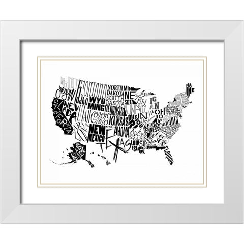 USA White Modern Wood Framed Art Print with Double Matting by Grey, Jace